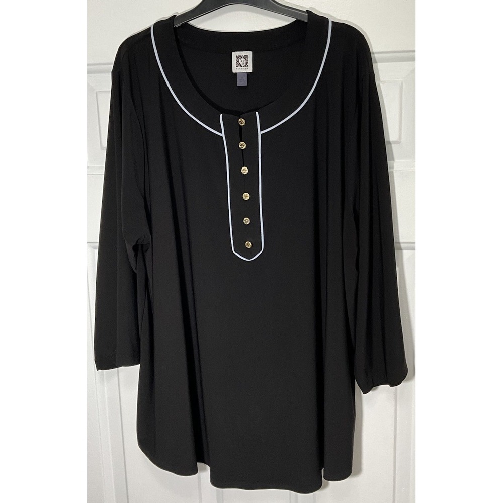 Anne Klein Black Jersey Stretch Office Business Career Neutrals Women's 3X